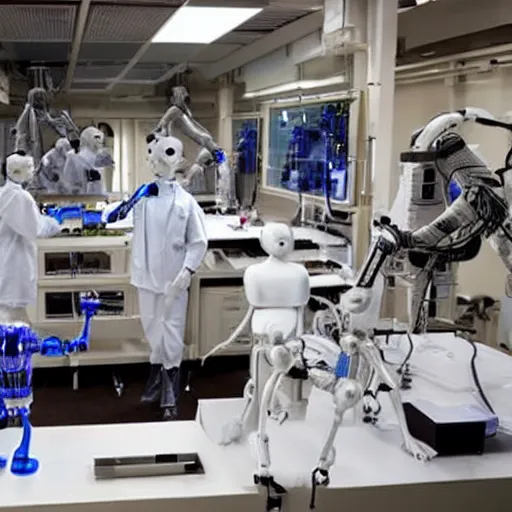 Image similar to a laboratory where humans are turned into robots