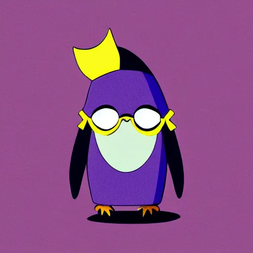 Prompt: 2 d matte purple penguin holding key studio ghibli style