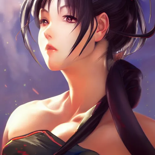 Image similar to A semi realistic anime portrait of Chun li, by Stanley Artgerm Lau, WLOP, Rossdraws, James Jean, Andrei Riabovitchev, Marc Simonetti, and Sakimichan, tranding on artstation, SFW version