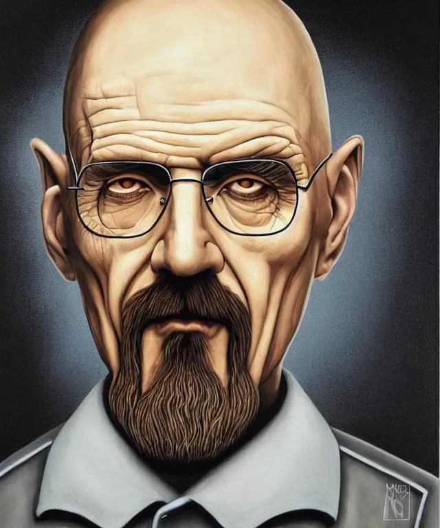 Image similar to portrait of Saruman as Walter White in Breaking Bad, lowbrow painting by Mark Ryden