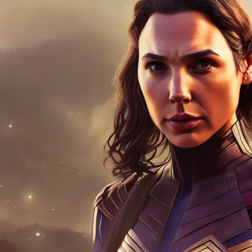 Image similar to Gal Gadot is Thanos, hyperdetailed, artstation, cgsociety, 8k