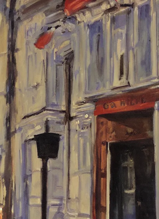 Prompt: artwork painting of storefront by john singer sargent