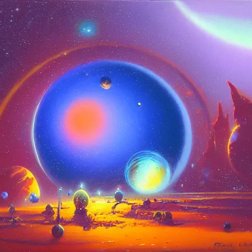 Prompt: a blown glass planet by paul lehr