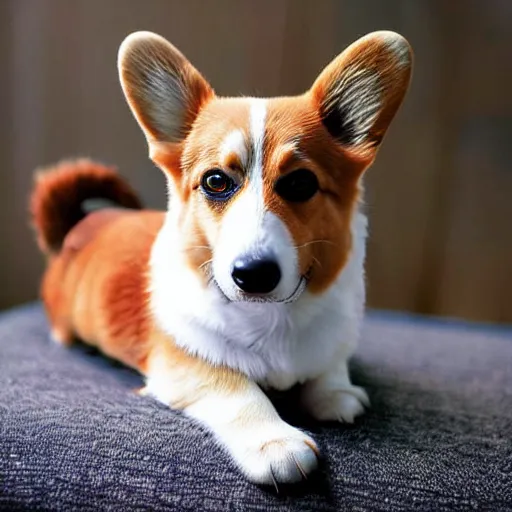 Prompt: a photograph of a corgi with a very long neck