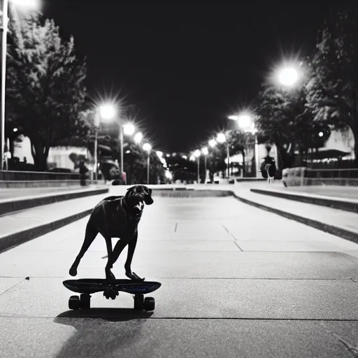 Image similar to A skateboarding dog at night, Voigtlander Nokton 10.5mm f/0.9