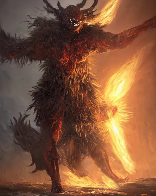 Prompt: oil painting of Angry Anthropomorphized Spider Berserker, wearing fur armor, claws, sharp focus, attack pose, fantasy style, octane render, volumetric lighting, 8k high definition, by greg rutkowski, highly detailed, trending on art Station, magic the gathering artwork, burning Battlefield background, centered