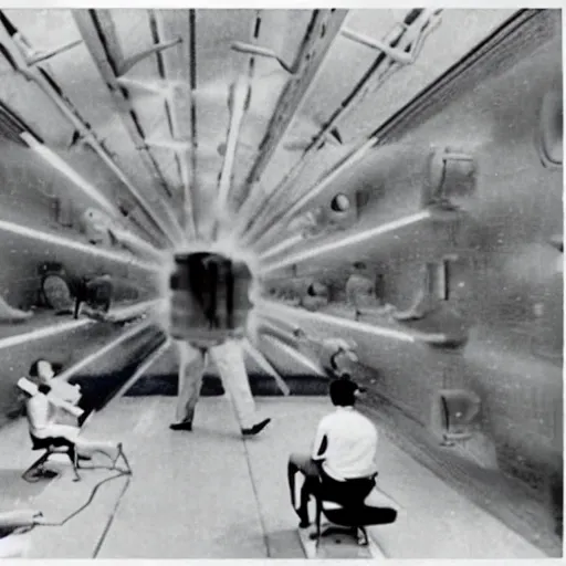 Image similar to footage of the dream experiment ( 1 9 5 0 s )