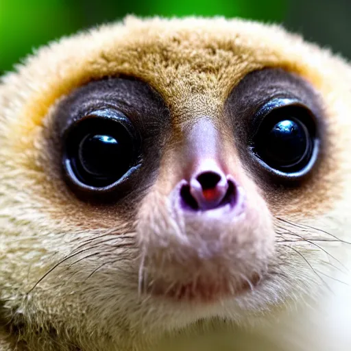 Prompt: a slow loris staring into your soul, hd photography