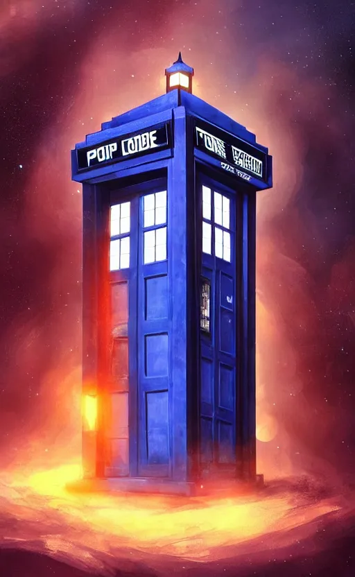 Image similar to a portrait of a tardis, in space, dynamic lighting, photorealistic fantasy concept art, trending on art station, stunning visuals, creative, cinematic, ultra detailed