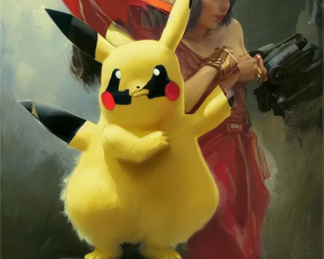 Prompt: woman in a costume of pikachu, photo by gaston bussiere, craig mullins, j. c. leyendecker