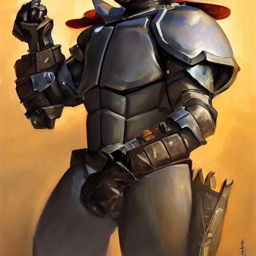 Image similar to greg manchess portrait painting of armored leonardo of tmnt as overwatch character, medium shot, asymmetrical, profile picture, organic painting, sunny day, matte painting, bold shapes, hard edges, street art, trending on artstation, by huang guangjian and gil elvgren and sachin teng