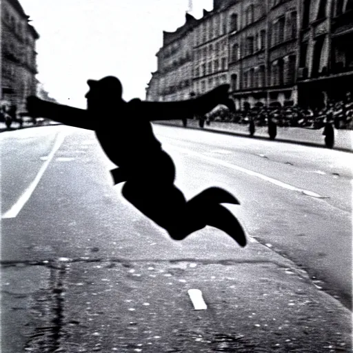 Image similar to pepe the frog the leap into freedom conrad schumann 1 9 6 1 photography