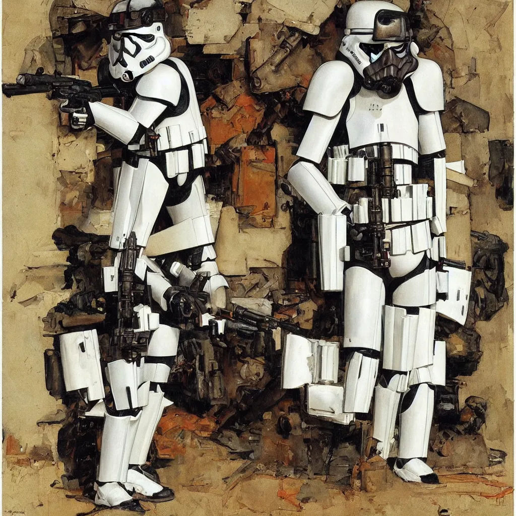 Image similar to Portrait of a Stormtrooper by Norman Rockwell