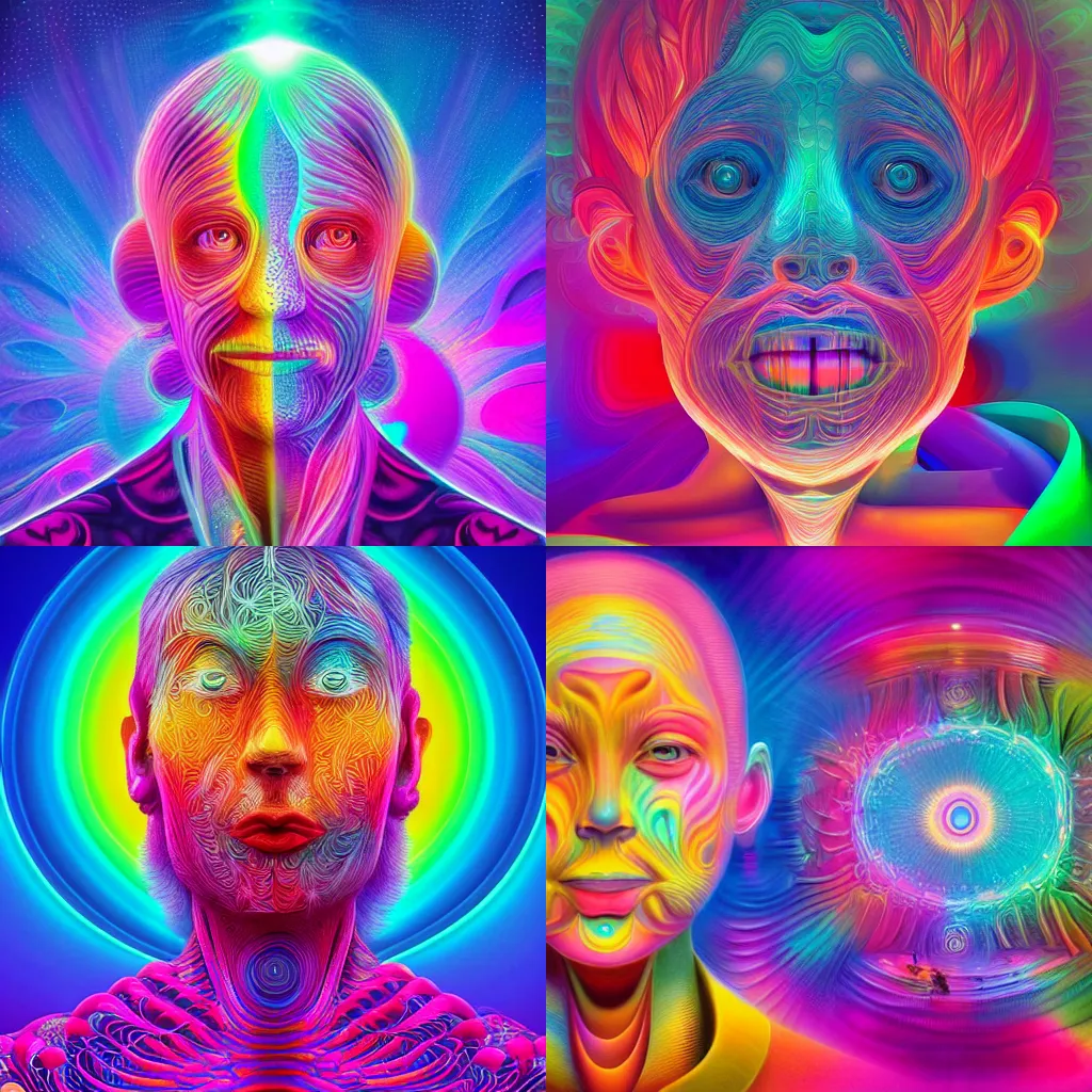 Prompt: humanbeingbeing, 4k, 8k, colorful beautiful digital art by beeple, alex grey and lisa frank