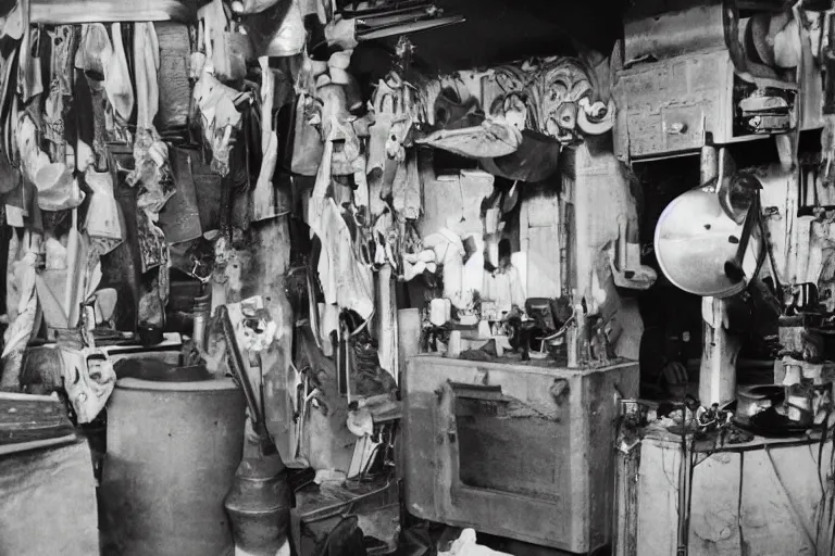 Image similar to umm kulthum in a morning gown frying an egg on a stove in her kitchen, photograph by Annie Leibovitz