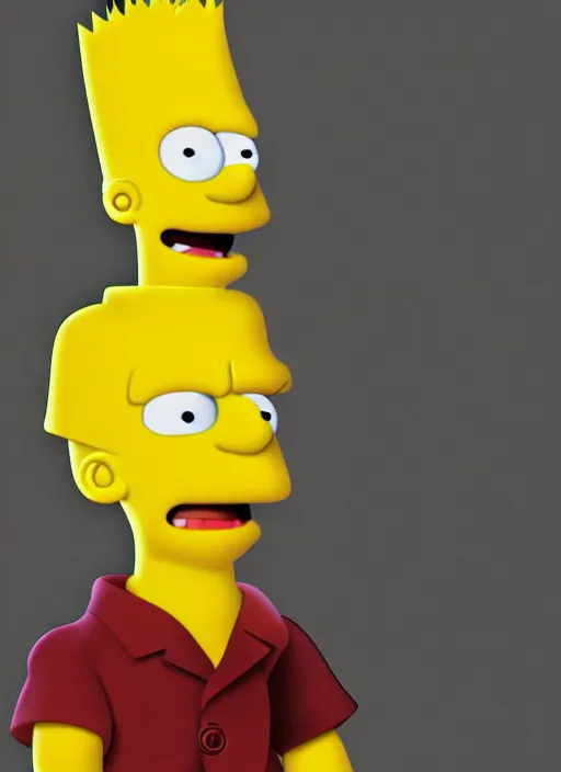 Prompt: digital art of statue of bart simpson in business suit