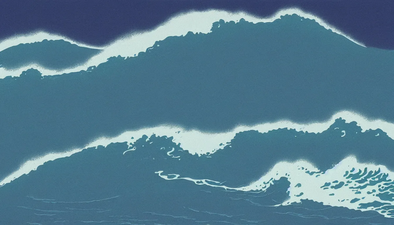 Image similar to Crashing ocean wave by Moebius, minimalist, detailed