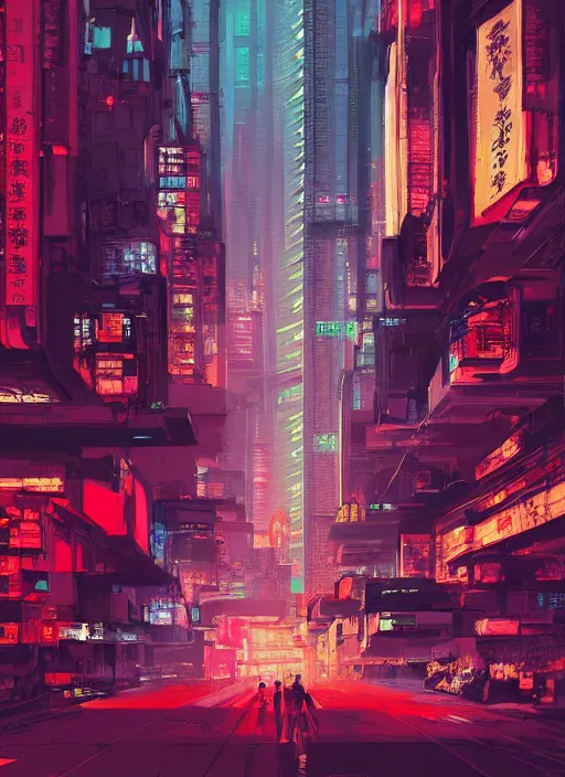 Image similar to A professional digital painting of a far-future cyberpunk city, Kowloon, by Alena Aenami, trending on Artstation