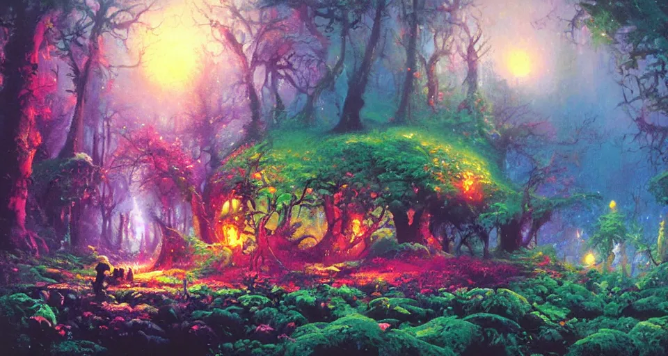 Prompt: Enchanted and magic forest, by PAUL LEHR ,