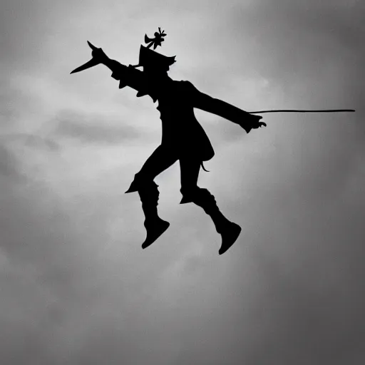 Image similar to silhouette of peter pan and captain hook