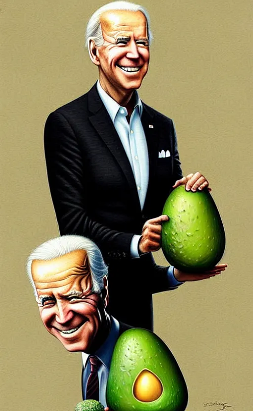 Image similar to joe biden as a avocado painting by chiara bautista, beksinski and norman rockwell and greg rutkowski weta studio, tom bagshaw and lucasfilm