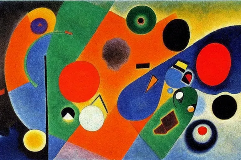 Image similar to born under a bad sign, good luck and trouble are my only friends, colors orange, white!!, dark green, dark blue, surreal abstract painting by kandinsky