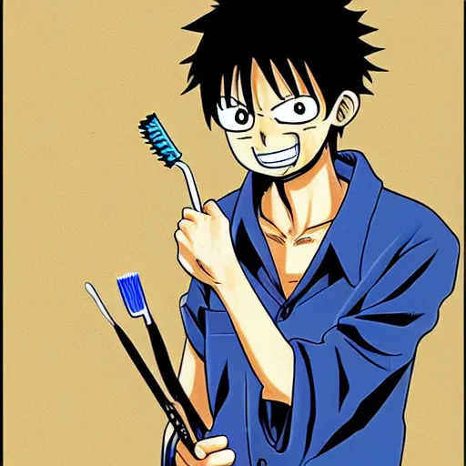 Image similar to a person with a toothbrush in their mouth, a comic book panel by Eiichiro Oda, trending on pixiv, les nabis, booru, anime, official art