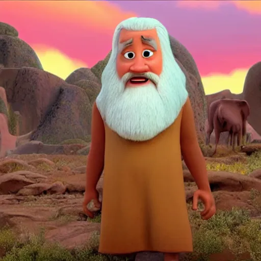 Prompt: Moses from the Bible as seen in Disney Pixar's Up (2009)