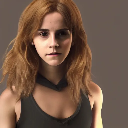 Image similar to emma watson as hermione granger transforming into a black cat, 3 d render