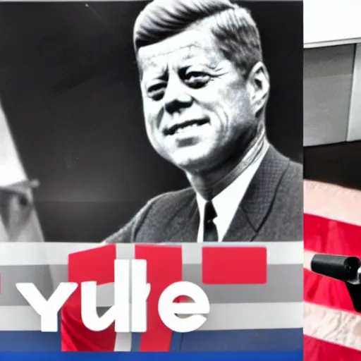 Image similar to jfk doing a youtube vlog, jfk is an influencer, jfk on tiktok, jfk gen z