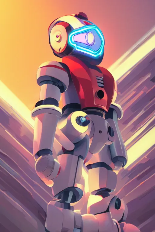 Image similar to metabots medabots medarotto medarot robot minimalist comics helmet mask neon cybereye, behance hd by jesper ejsing, by rhads, makoto shinkai and lois van baarle, ilya kuvshinov, rossdraws global illumination ray tracing hdr radiating a glowing aura