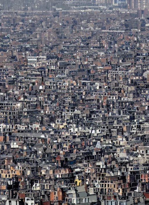 Image similar to a hundred rooftops stretch across a crowded skyline in relentless melt