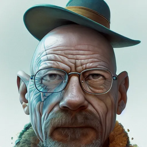 Image similar to a frog and walter white, intricate, highly detailed, digital painting, artstation, concept art, smooth, sharp focus, illustration, unreal engine 5, 8 k, art by artgerm and greg rutkowski and alphonse mucha