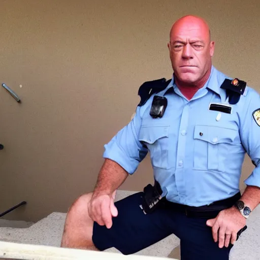 Prompt: photo of dean norris in a police putfit