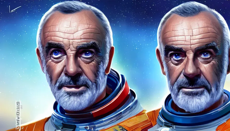 Prompt: Digital painting of Sean Connery as space commander, hyperdetailed, artstation, cgsociety, 8k