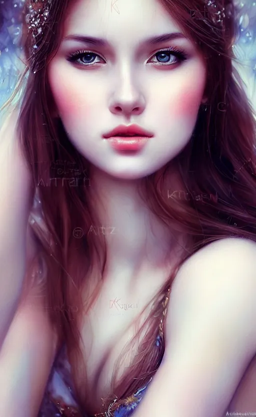 Image similar to a gorgeous russian female photo, bokeh, beautiful face, professionally retouched, soft lighting, realistic, smooth face, full body shot, torso, dress, perfect eyes, sharp focus on eyes, 8 k, high definition, insanely detailed, intricate, elegant, art by artgerm and kyoung hwan kim