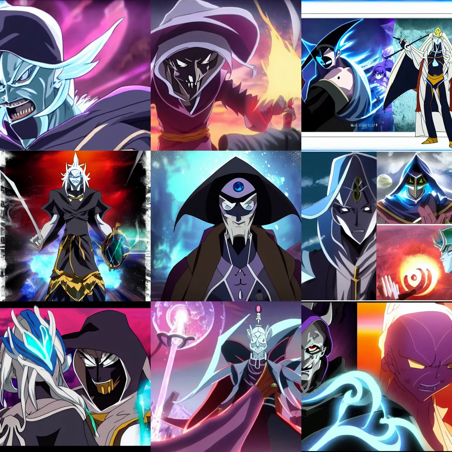 Image similar to Karthus from League of Legends in anime movie, dragonballz, jojo