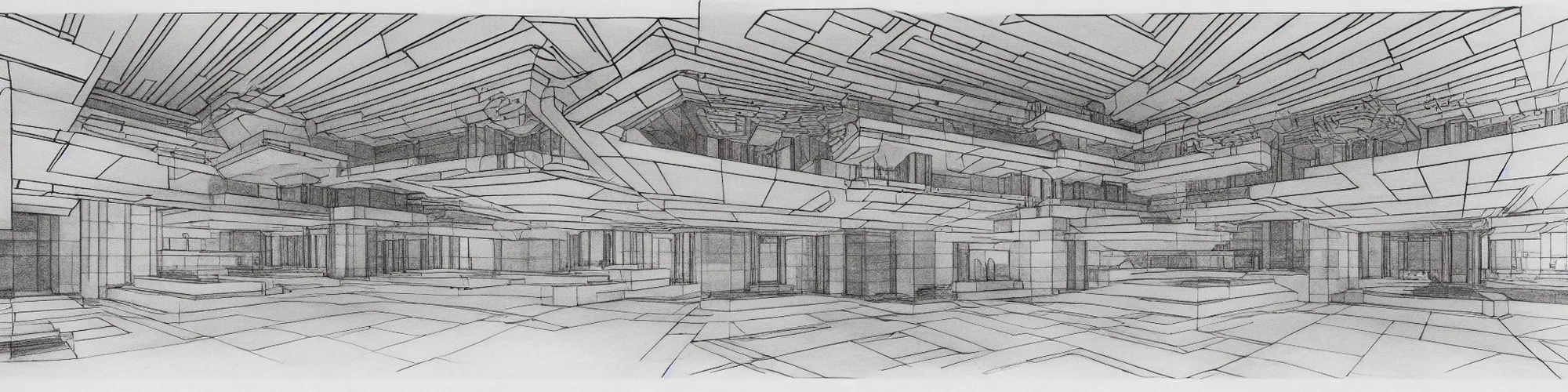 Prompt: symetrical highly detailed taliesin, global illumination, radiant light, detailed and intricate environment, sketch drawing by frank lloyd wright