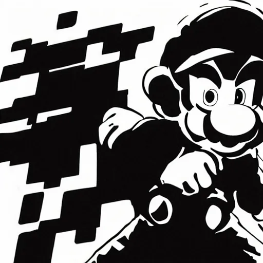 Prompt: illustraion of mario by yoji shinkawa