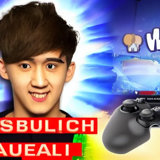 Prompt: famous youtuber, the gaming buchi, youtube thumbnail, clickbait, gameplay