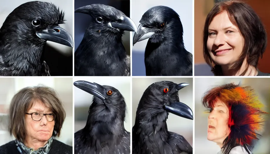 Prompt: people with raven heads