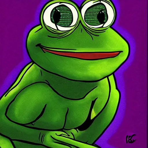 pepe the frog by glenn fabry, iridescent - h 6 4 0 | Stable Diffusion ...