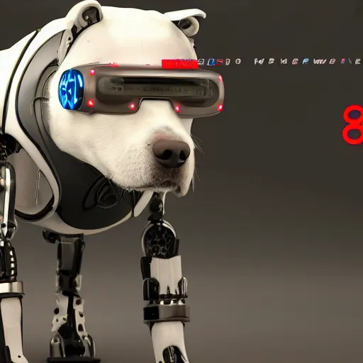 Image similar to cyberpunk dog robot, photorealistic, 8 k, highly detailed, lots of wires, scary, reflections, metal, 8 k