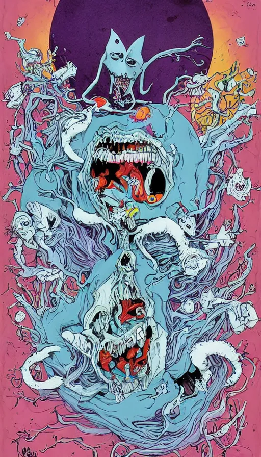 Image similar to life and death mixing together, by alex pardee