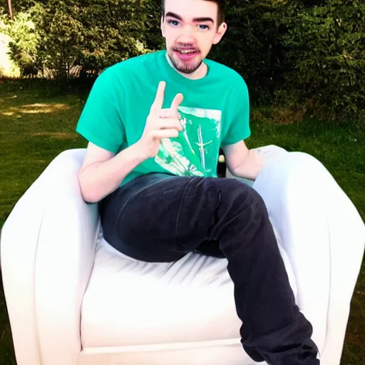 Image similar to jacksepticeye sitting in a chair