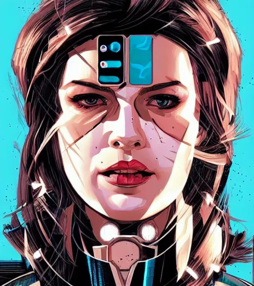 Image similar to portrait of a female android, by MARVEL comics and Sandra Chevrier