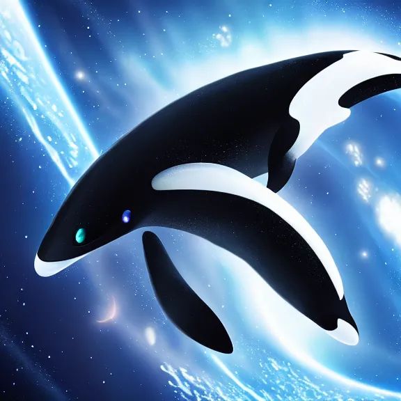 Prompt: space orca swimming in space, high ocatne render, 4k