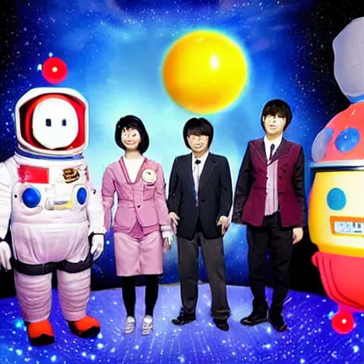 Image similar to tv still of 'Happy Tokoyo Fun Gameshow' (2012), outer space scene