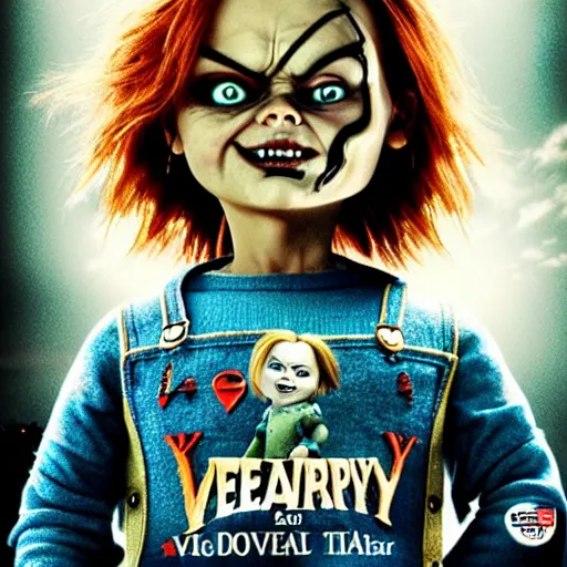 Image similar to Chucky versus Johnny Depp movie poster