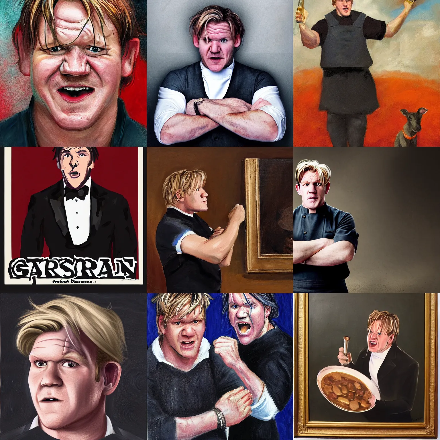 Prompt: portrait of gordon!! ramsay!! shouting ram